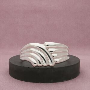 taxco mexico sterling silver vitage ribbed cuff bracelet size 6.5in